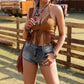 Women's ' Summer Leisure Vacation Western Style Tassel Hanging Neck Top