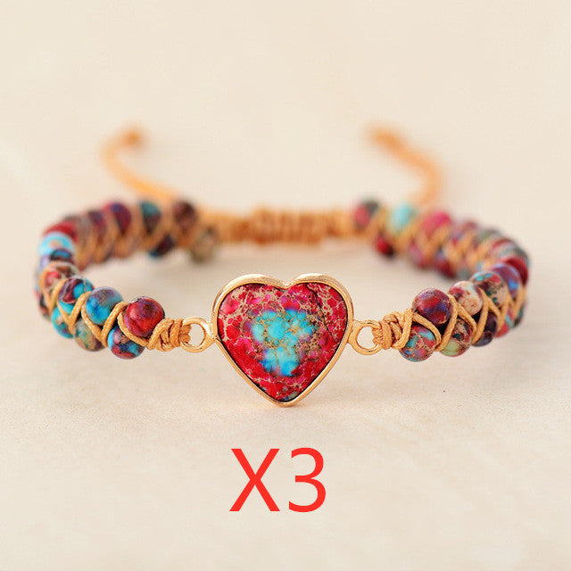 Rotes Kaisersteinarmband Pfirsichherz Liebesarmband Geflochtenes Armband