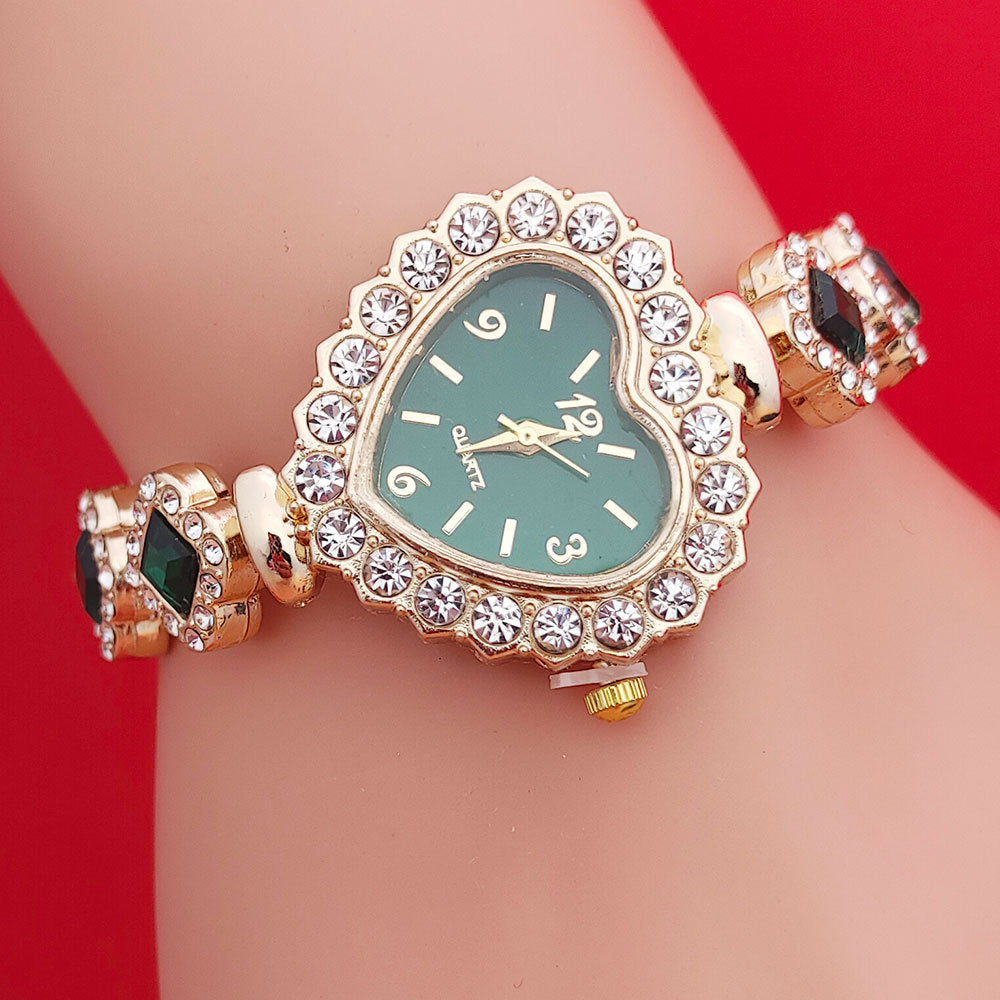Orologio da polso con forma di amore alla moda, set di orologi al quarzo con cuore colorato e diamanti, moda da donna
