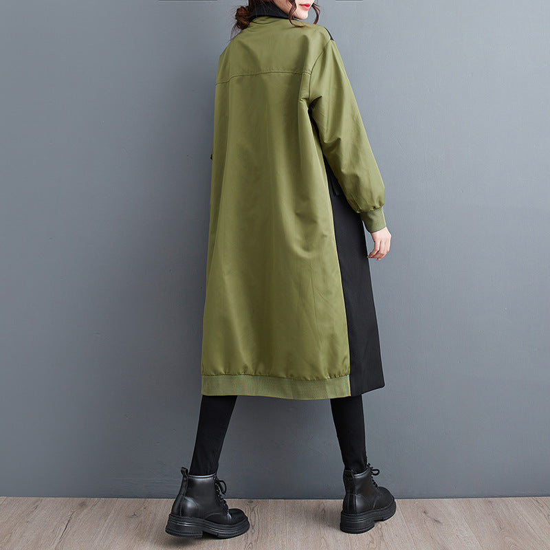 Temperament Freizeit Farblich passender doppellagiger Anzugkragen Cardigan Trenchcoat