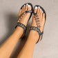 Bohemian Thong Sandals Summer Fashion Flowers Flat Beach Shoes For Women
