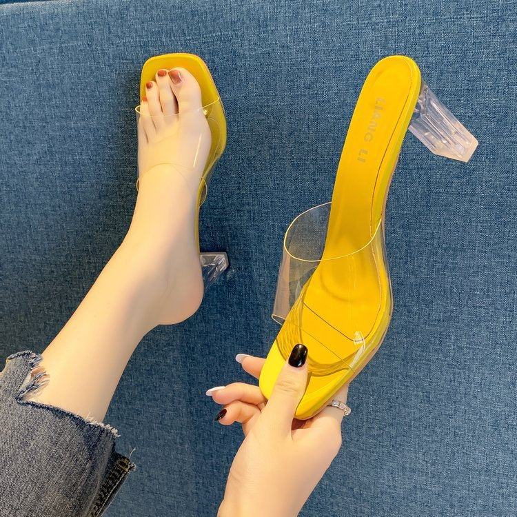 Fisch Mund Transparent Sandalen Und Hausschuhe frauen Dicken absätzen