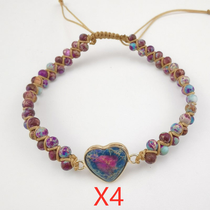 Rotes Kaisersteinarmband Pfirsichherz Liebesarmband Geflochtenes Armband