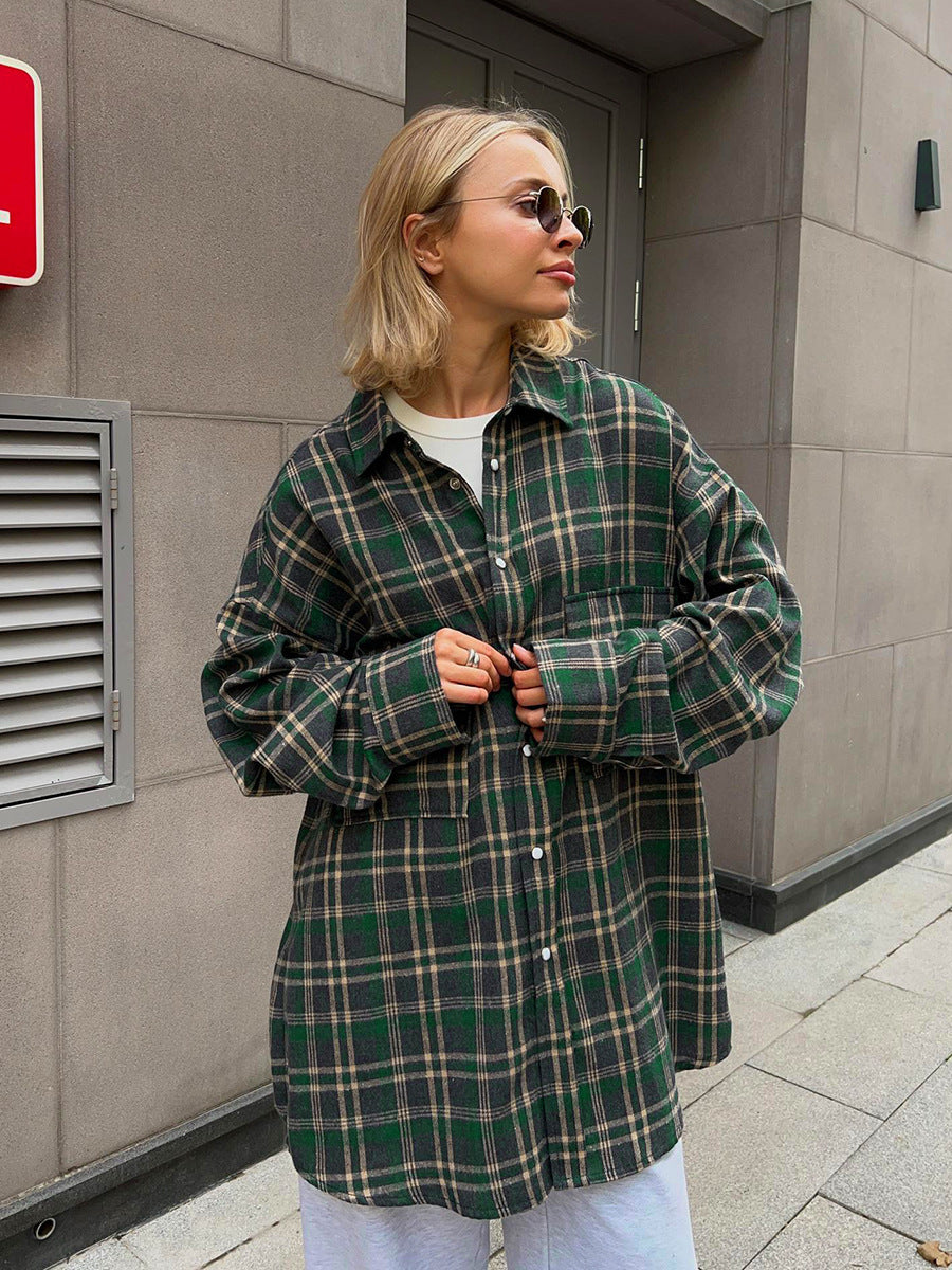 Fashion Personality Plaid Shirt For Women
