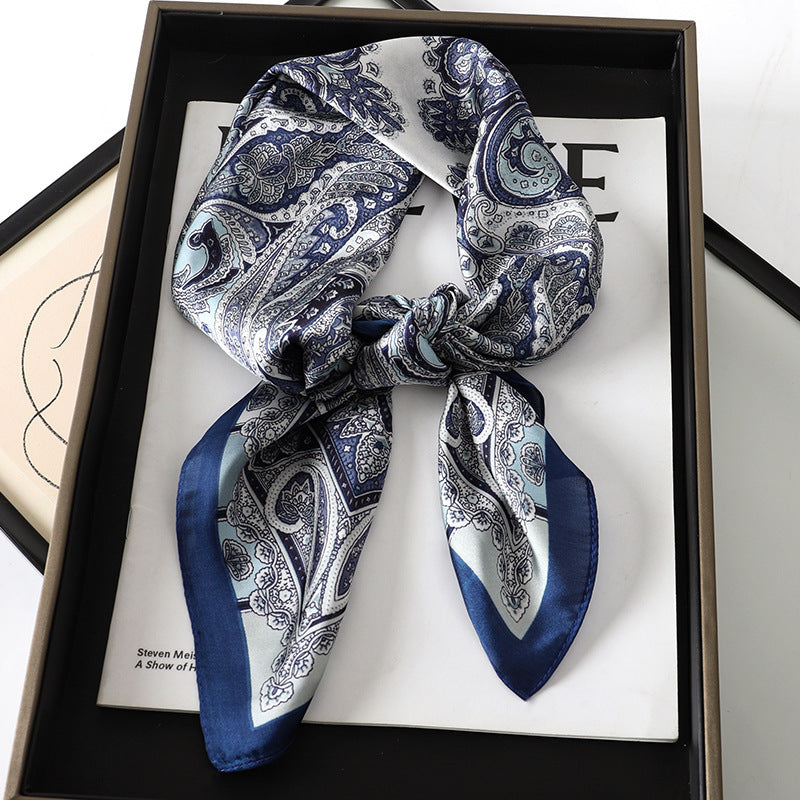 Artificial Silk Striped High-grade Korean Style Stylish Beach Arm Bag Silk Scarf