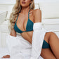 Women's Backless Halter Lace-up Split Swimsuit Bikini