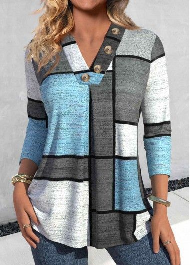 Maglietta con scollo a V alla moda da donna