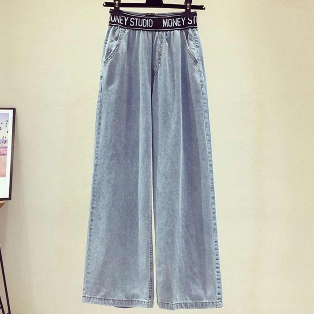 Casual Student Straight Draping Effect Mop Trousers