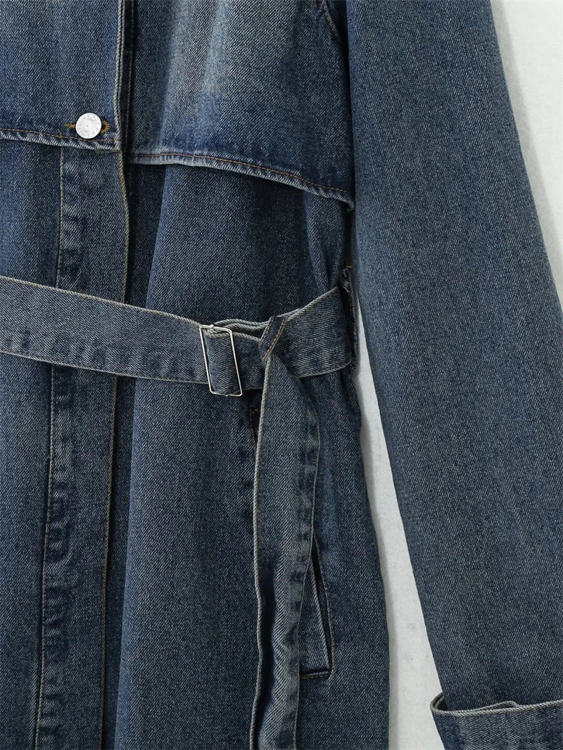 Women's Classic Style Fashion Loose Denim Trench Coat