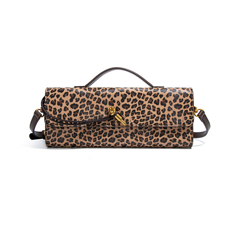 Borsa da pranzo con stampa leopardata retrò da donna