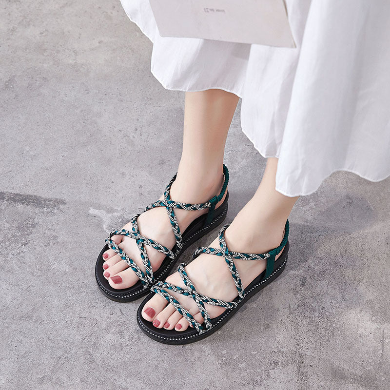 Strass Strap Toe Sandalen Frauen Sommer Neue Stil Koreanische Version