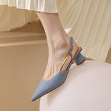 Französische Satin-Temperament-Sandalen mit niedrigem Absatz