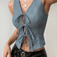 Top aderente con lacci da donna