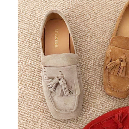 Quadratischer Kopf, weiche Sohle, Damen-Loafer mit All-Match-Quaste, flachem Mund, rutschfest, mit einem Pedal