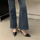 Damen Spitzschuh Transparent High Heels Schnalle