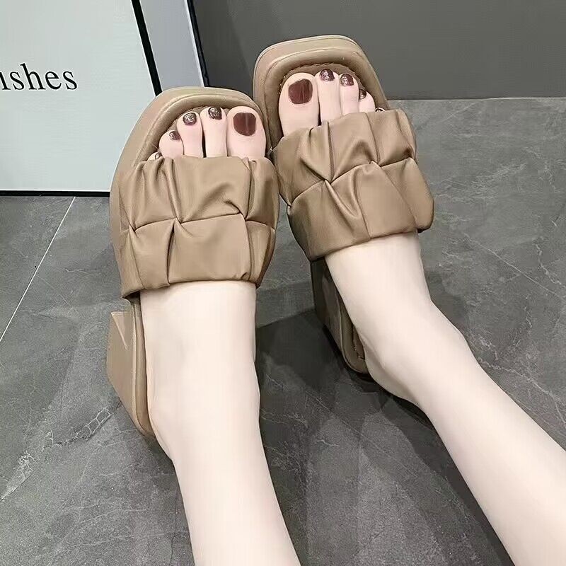 Pantofole con tacco alto, plateau impermeabile, fondo spesso, tutte abbinate