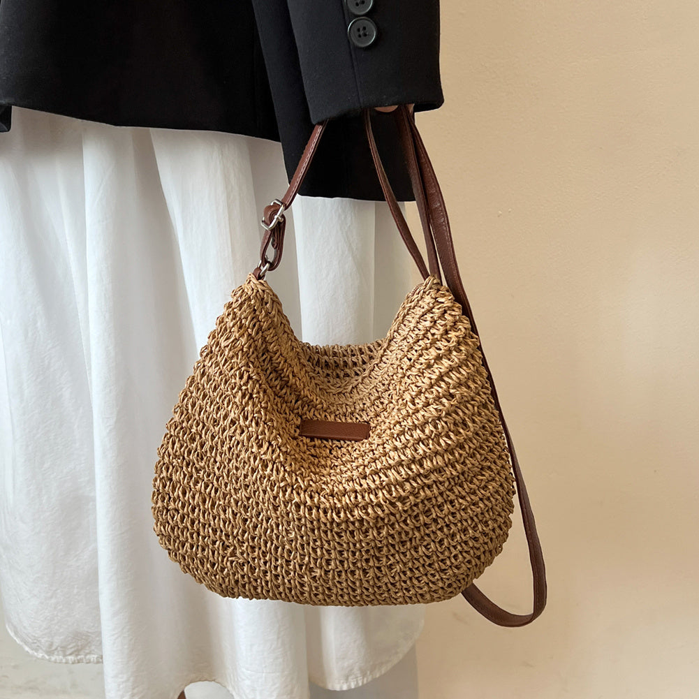 Borsa tote in paglia per le vacanze con design di nicchia