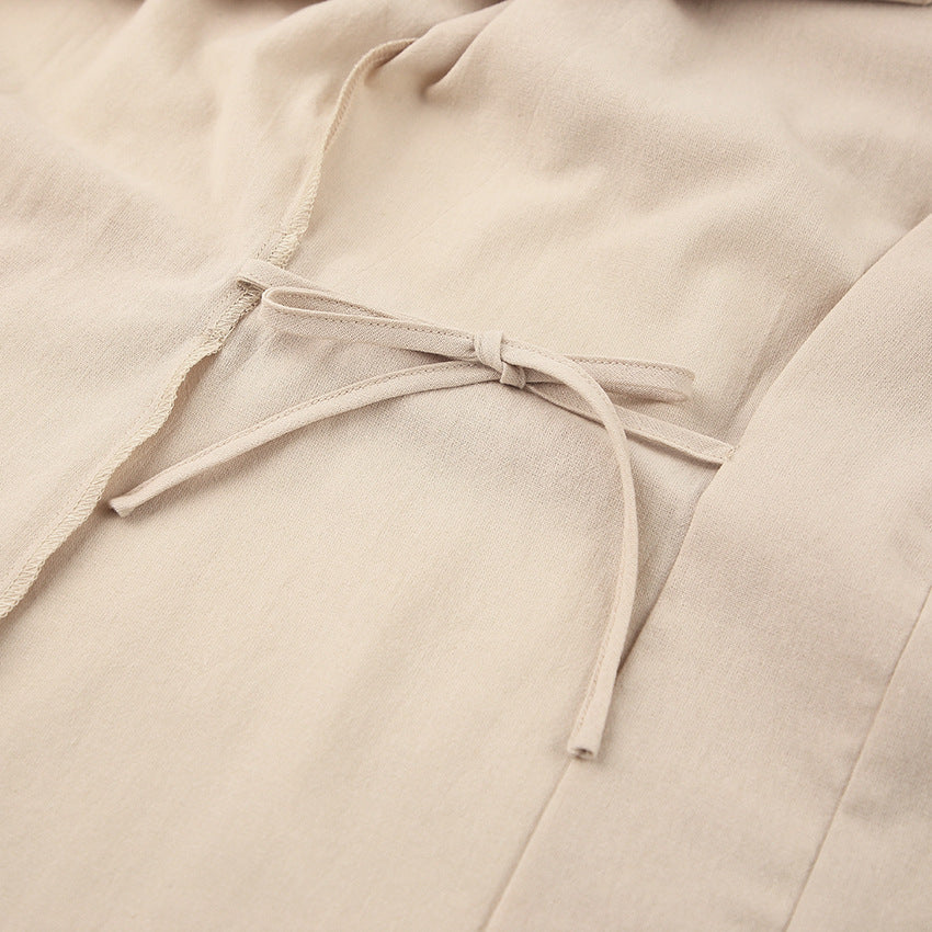 Pantaloni da donna in cotone e lino casual, completi da casa, capispalla