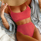 Nuovo costume da bagno push-up a coste da donna, sexy, con taglio alto, bikini