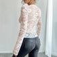 Solid Color Sexy Lace Slim V-neck Long Sleeve