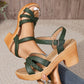 Foreign Trade Round Head Chunky Heel Ankle-strap Buckle Sandals