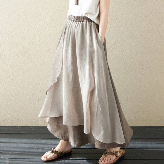 Spring And Summer New Women's Irregular Linen Skirt
