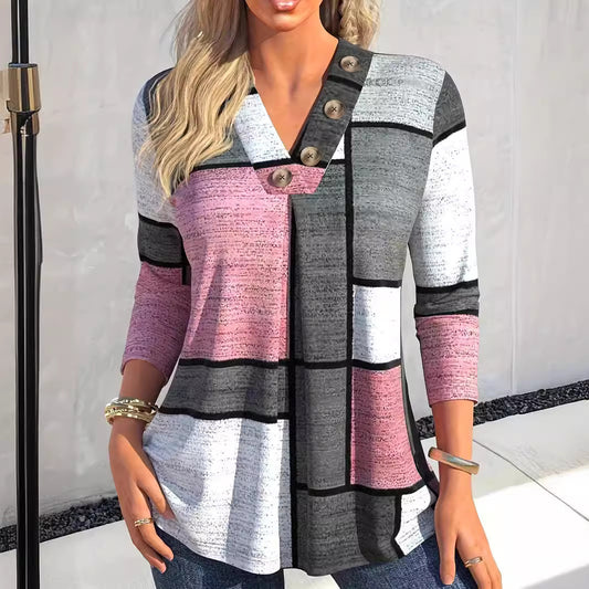 Damenmode V-Ausschnitt Pullover T-Shirt Top