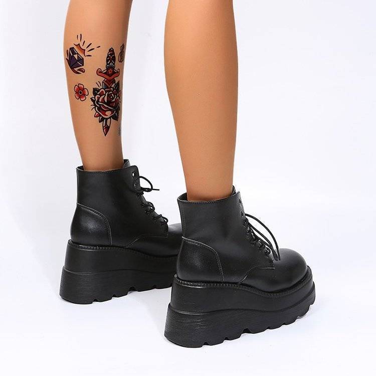 British Style Bootie Women's Fashion Platform Wedge Platform Martin Boots