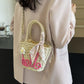 Borsa a mano intrecciata da donna, borsa a tracolla in paglia con lettera alla moda