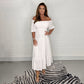 Comfortable Loose High Waist Embroidered Solid Color U Collar Dress For Women