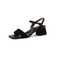 Women's Chunky Heel Vintage Leather Word Buckle Sandals