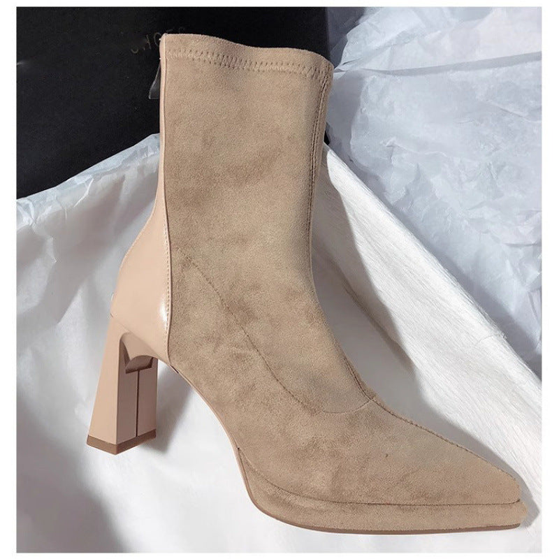 Fashionable Chunky Heel Pointed Toe Women's Ankle Boots