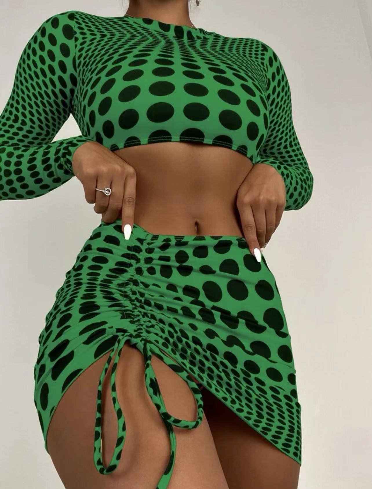 Dreiteiliger Badeanzug mit Polka Dots für Damen