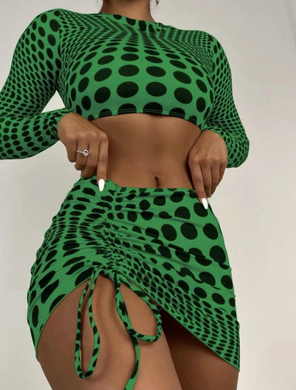 Dreiteiliger Badeanzug mit Polka Dots für Damen