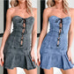 Vestito in denim con top a tubo in corda a vita bassa da donna