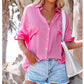 Camicia a maniche lunghe casual alla moda sottile per le donne
