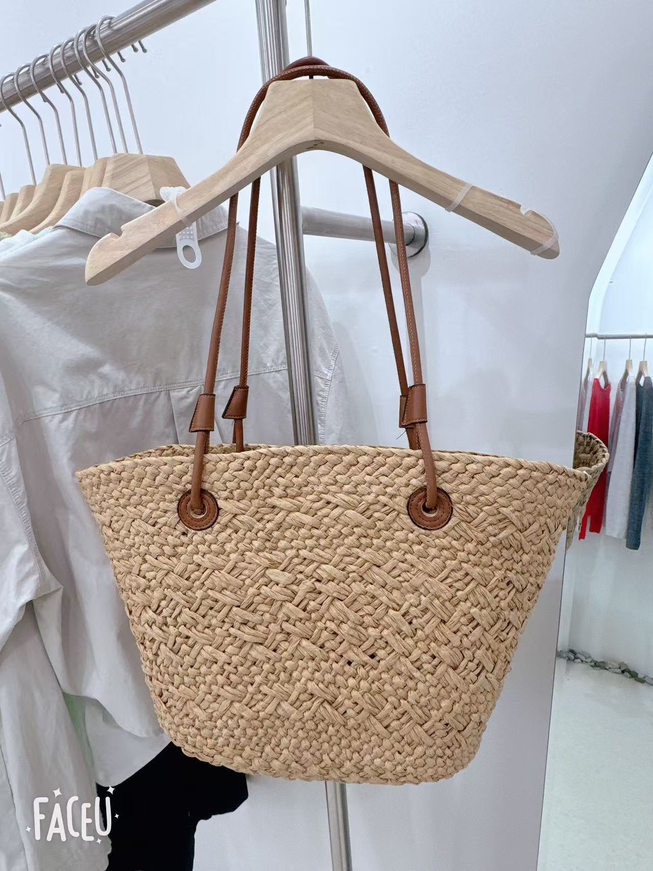 Borsa a tracolla portatile in paglia intrecciata da donna, grande capacità, retrò