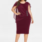 Round Neck Short Sleeve Chiffon Shawl Tight-Fitting Plus Size Dress Women