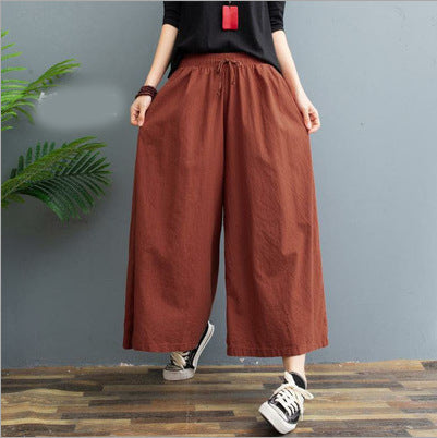 Leggings casual larghi in lino da donna