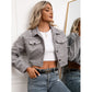 Fashion  Corduroy Casual Short Pocket Clip Buttoned Cardigan
