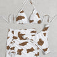 Women's Three-piece Cow Print Swimsuit