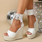 Straw Simple High Heel Platform Shoes Wedge Waterproof Trolley Model Sandals