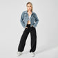 Giacca da donna in denim a maniche lunghe con design alla moda