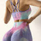 Intimo sportivo Tie Dye con spalline sottili da donna, antiurto, per la corsa